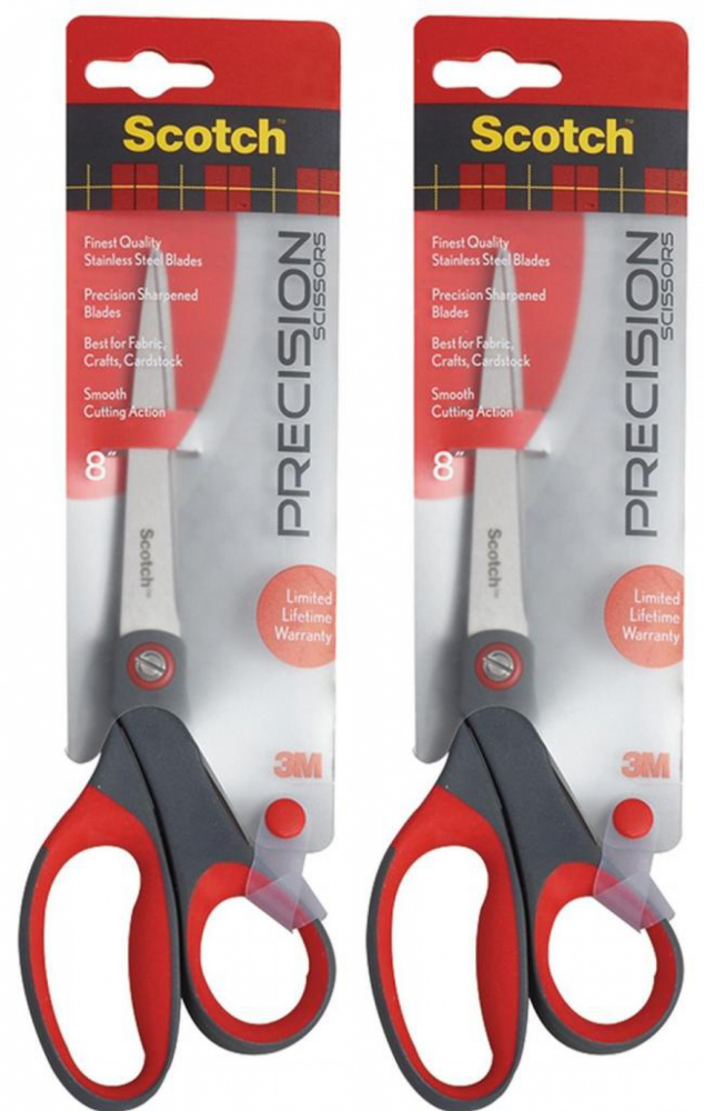 2x Nożyczki biurowe Scotch, precyzyjne, 20.5cm, czerwono-czarny
