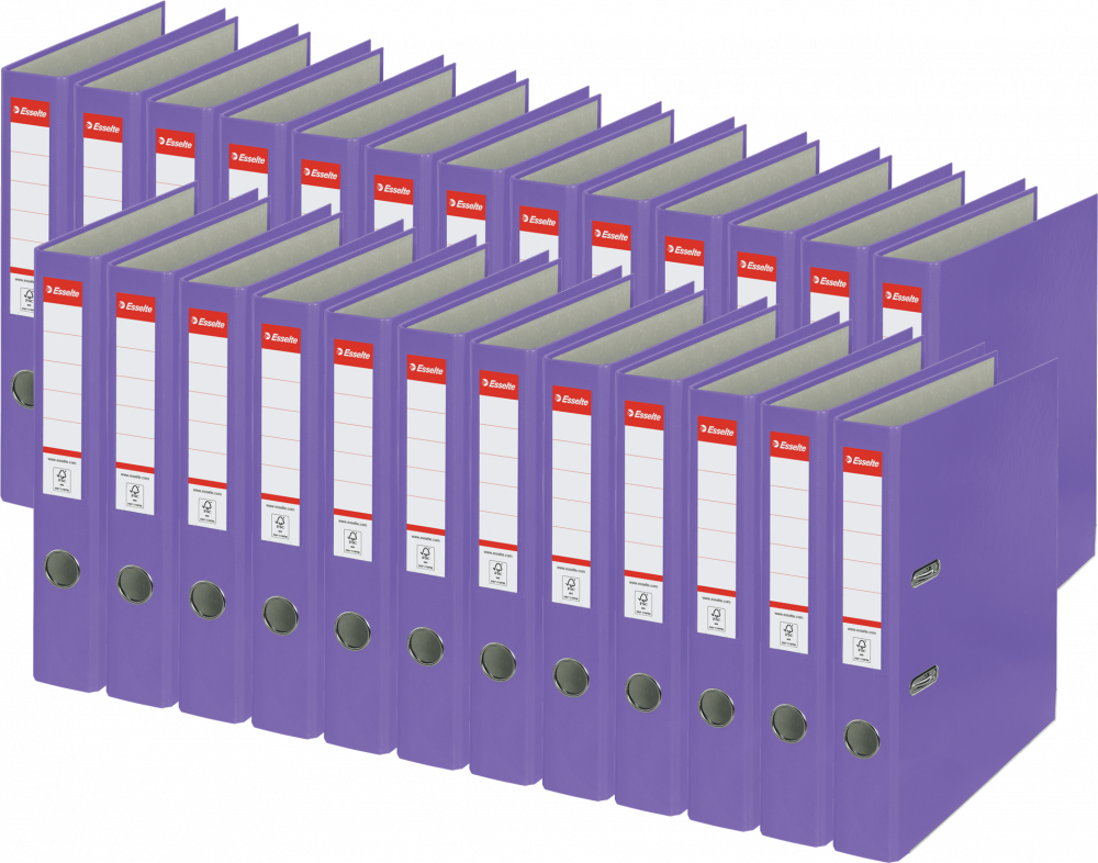 25x Segregator A4 Esselte, 50mm, do 350 kartek, ekonomiczny, fioletowy