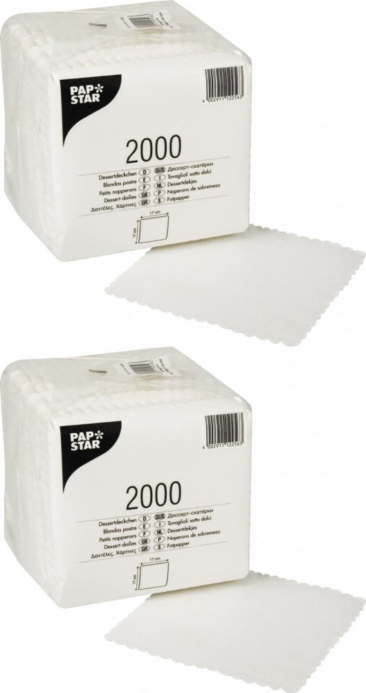 2x Serwetki gastronomiczne Papstar, 17x17cm, 2000 sztuk, biały