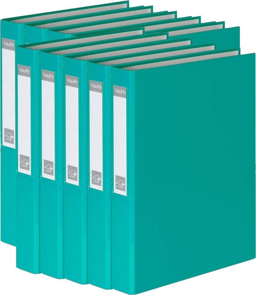 10x Segregator ringowy VauPe, A4, szerokość grzbietu 40mm, do 200 kartek, 4 ringi, turkusowy