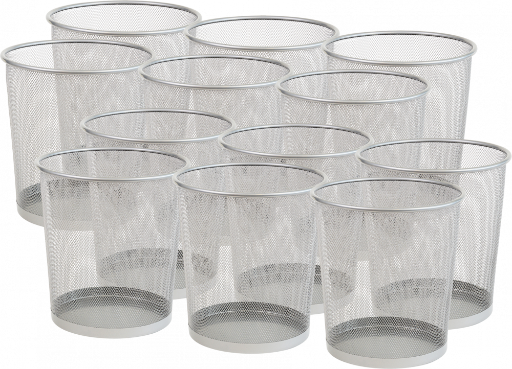 12x Kosz na śmieci Viking, druciany, 15l, srebrny