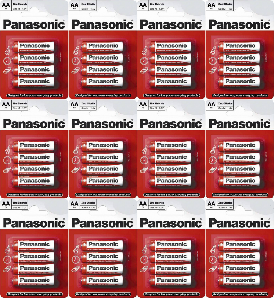 12x Bateria cynkowo-węglowa Panasonic, 1.5V, AA/R6, 4 sztuki