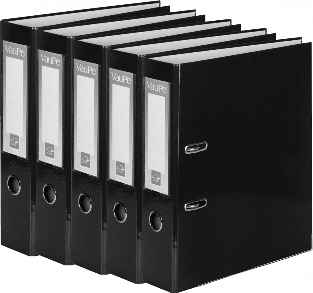 5x Segregator A4 VauPe FCK, 75mm, do 500 kartek, czarny