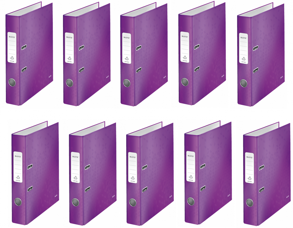 10x Segregator A4 Leitz Wow 180°, 50mm, do 350 kartek fioletowy