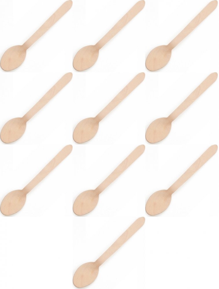 10x Łyżki jednorazowe Packman, 16.5cm, drewno, 100 sztuk, brązowy