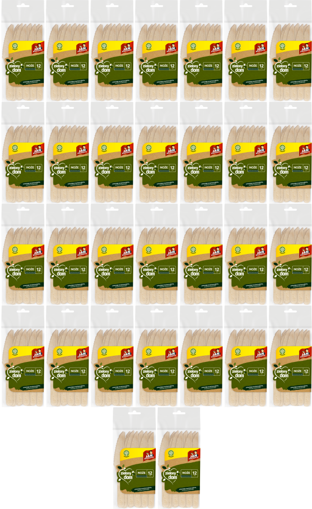 50x Noże jednorazowe Jan Niezbędny Zielony Dom, drewno, 12 sztuk, brązowy jasny