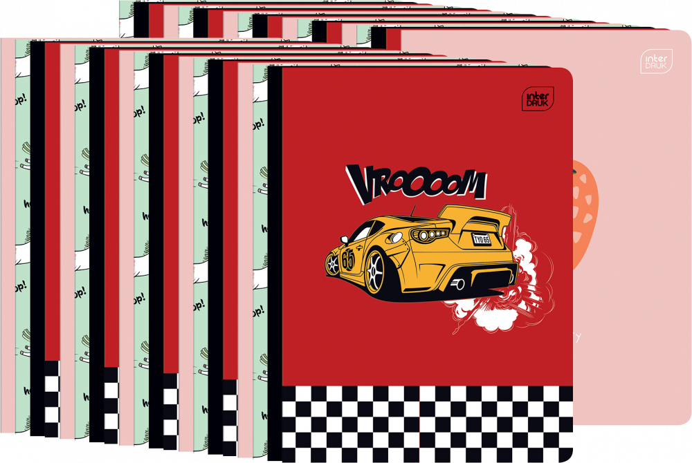 40x Zeszyt w kolorową kratkę Interdruk, A5, 16 kartek, mix wzorów