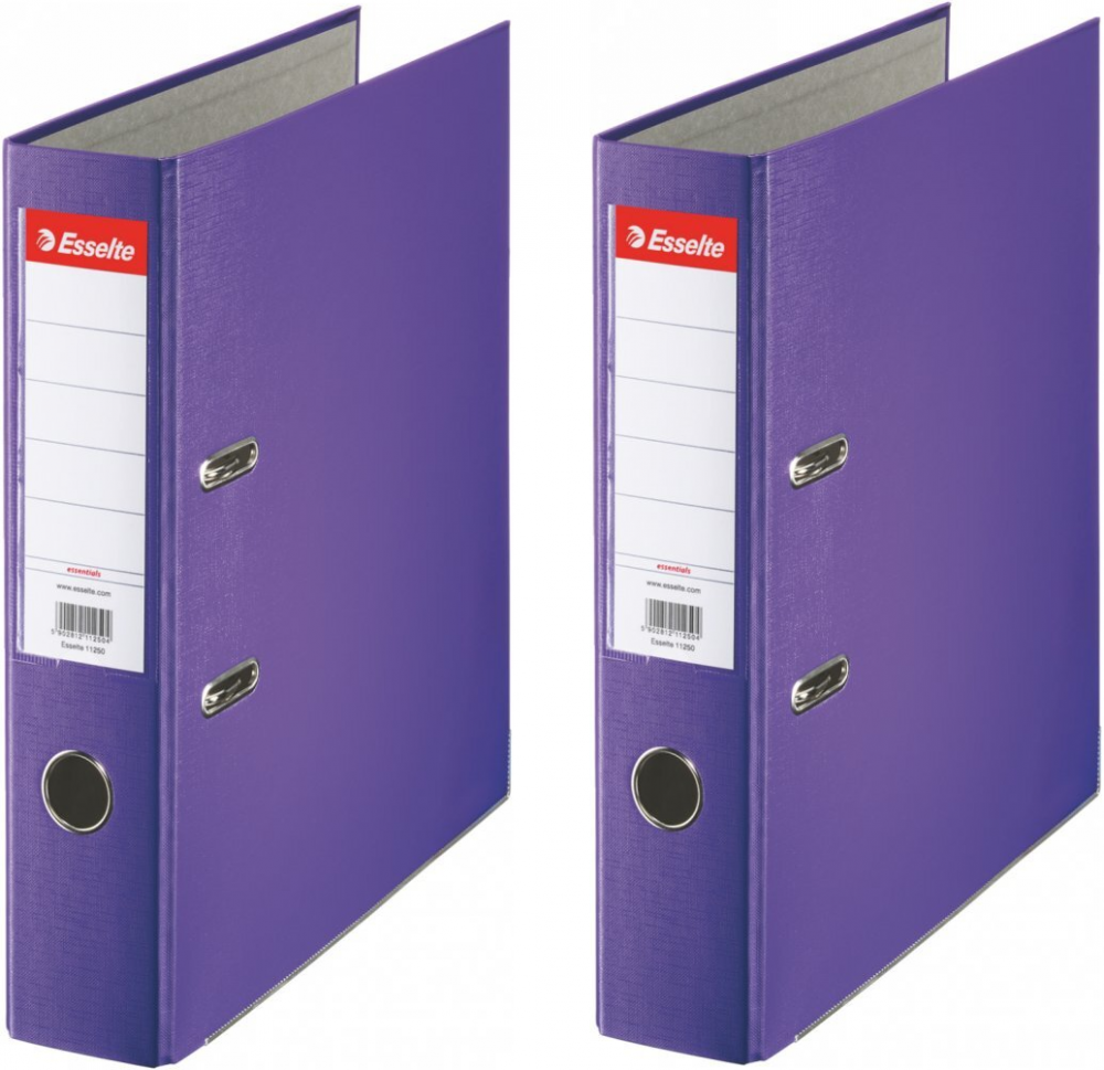 2x Segregator A4 Esselte, 75mm, do 500 kartek, ekonomiczny, fioletowy