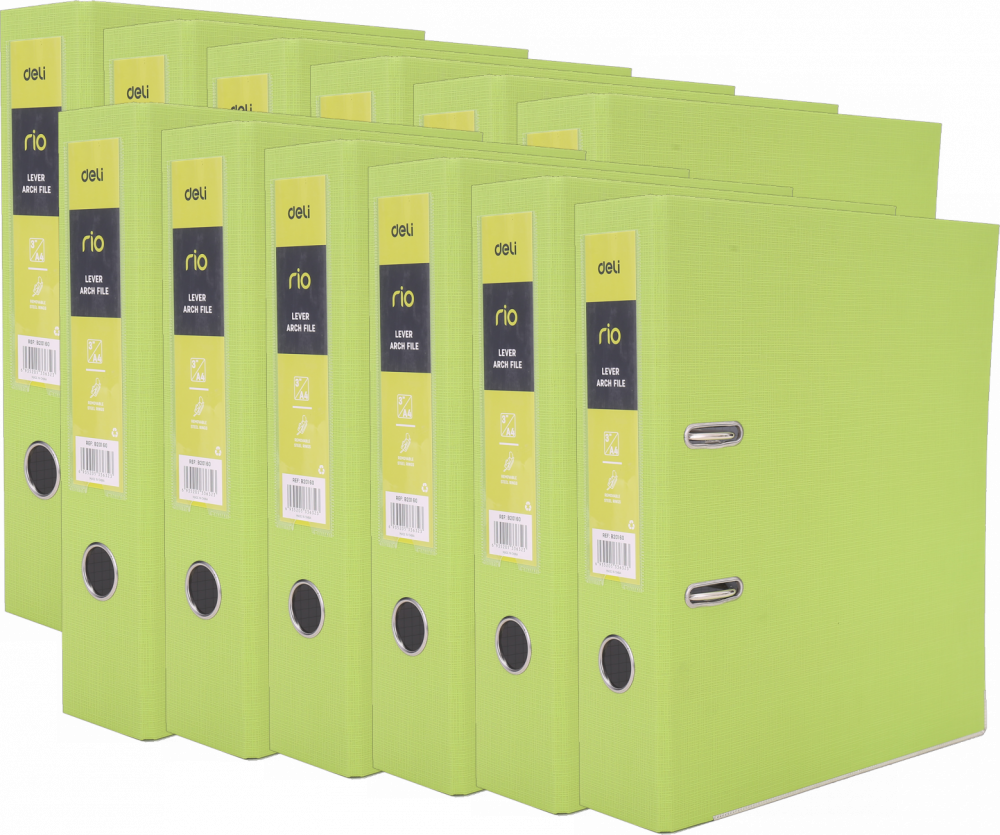 12x Segregator A4 Deli Rio, 76mm, zielony