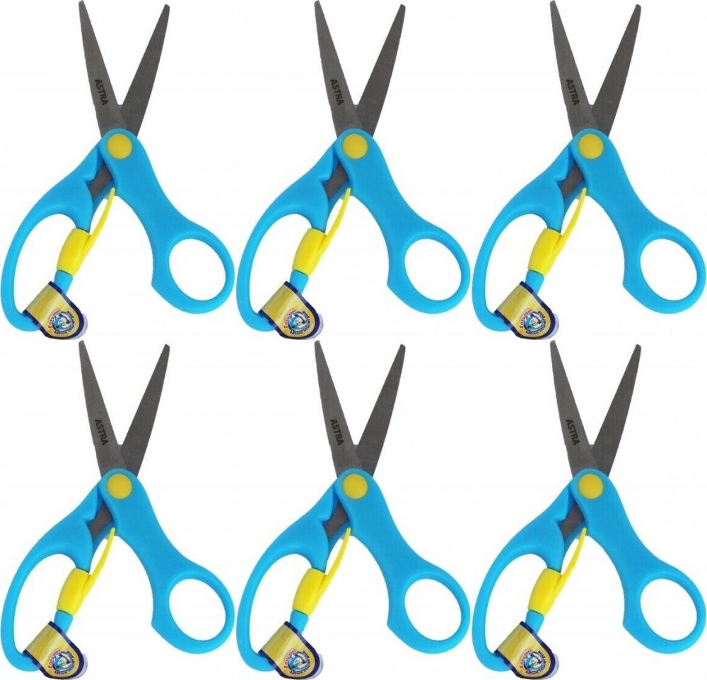 6x Nożyczki szkolne Astra Easy Open, z odbojnikiem, 13cm, 1 sztuka, mix kolorów