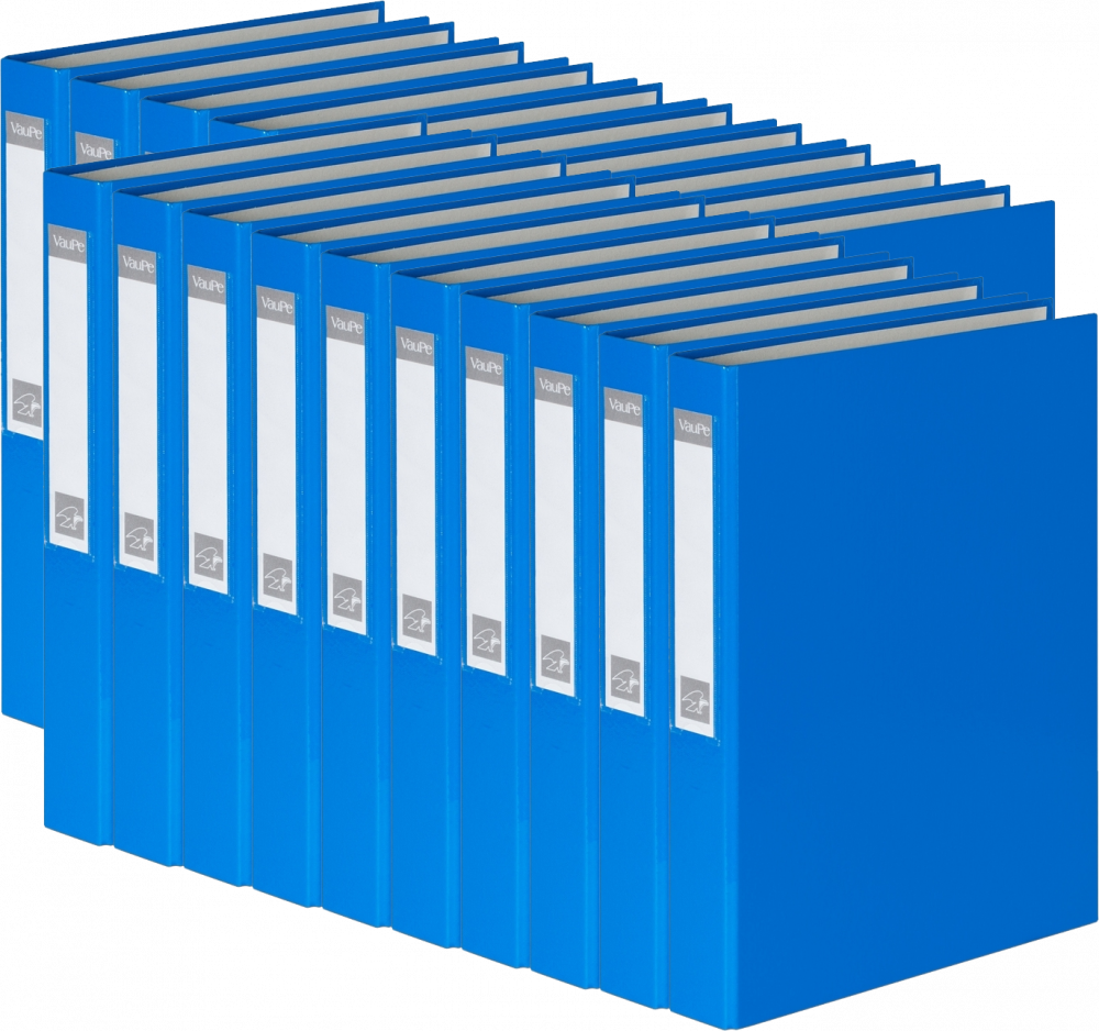 20x Segregator ringowy VauPe, A4, szerokość grzbietu 40mm, do 200 kartek, 4 ringi, jasnoniebieski