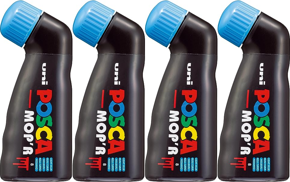 4x Marker Posca MOP'R PC-22M, z farbą plakatową, okrągła, jasnoniebieski