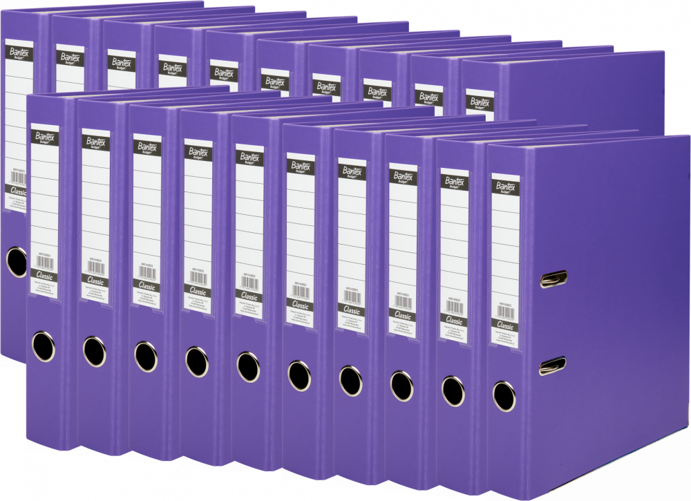 20x Segregator A4 Bantex Budget Classic, 50mm, do 350 kartek, fioletowy