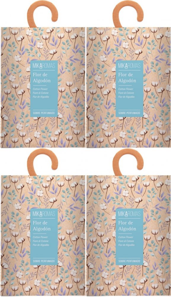 4x Saszetka zapachowa do szafy Mikaromas, kwiat bawełny, 100ml