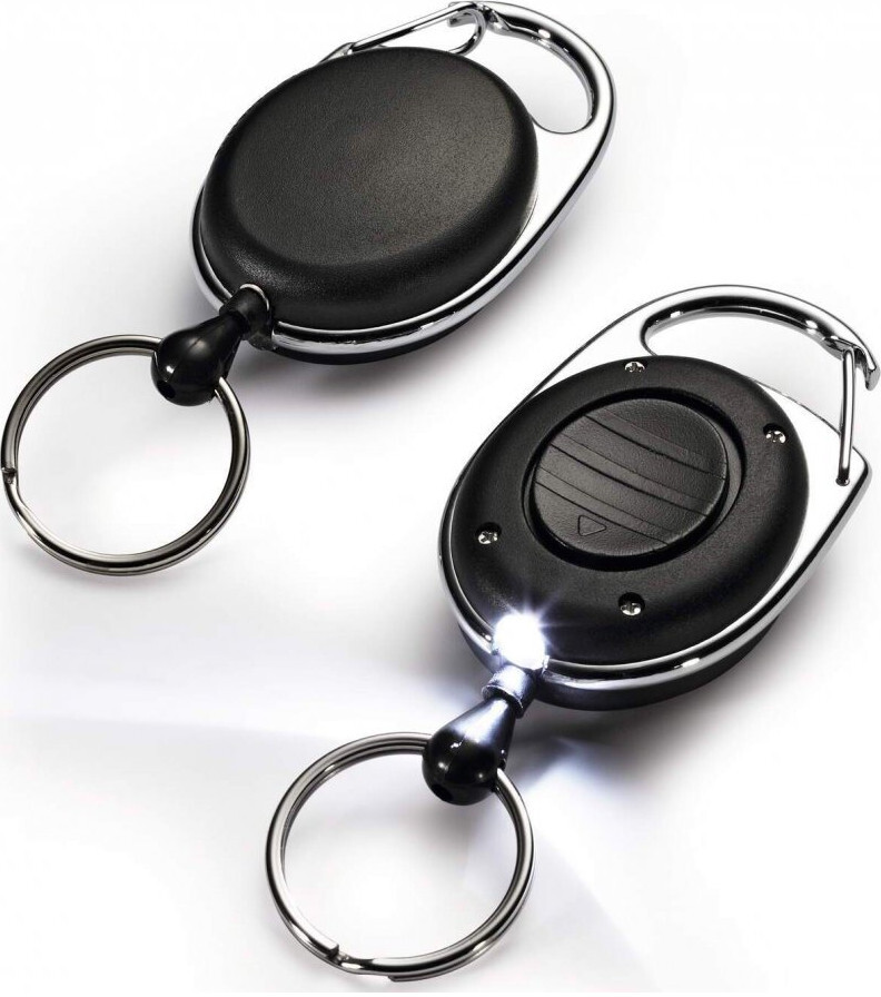 2x Mechanizm ściągający Durable Jojo Style LED, z z metalowym kółkiem i podświetleniem, linka 80cm, czarny