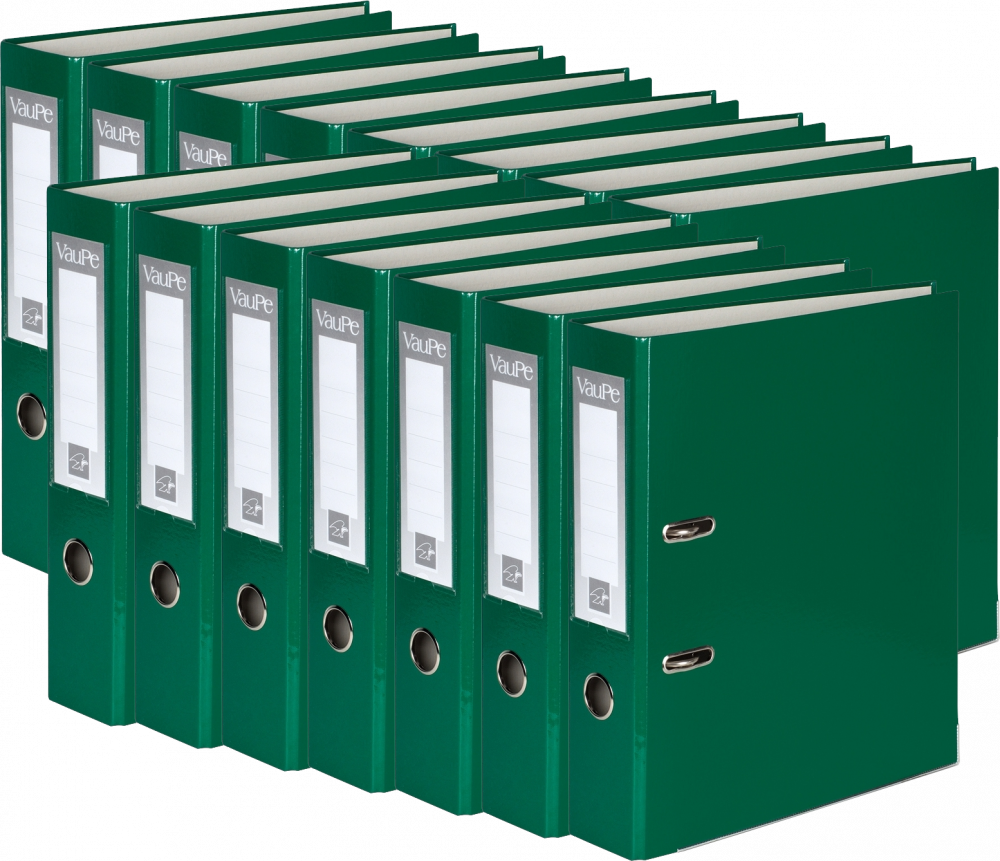 15x Segregator A4 VauPe FCK, 75mm, do 500 kartek, ciemnozielony