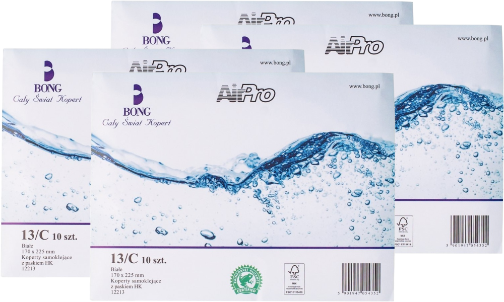 4x koperta bąbelkowa Bong AirPro, C13, 170x225mm, 10 sztuk, biały