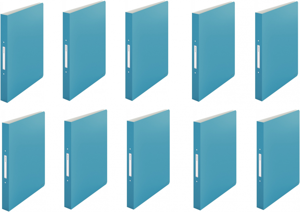 10x Segregator Leitz Cosy, A4, szerokość grzbietu 32mm, do 190 kartek, 2 ringi, niebieski