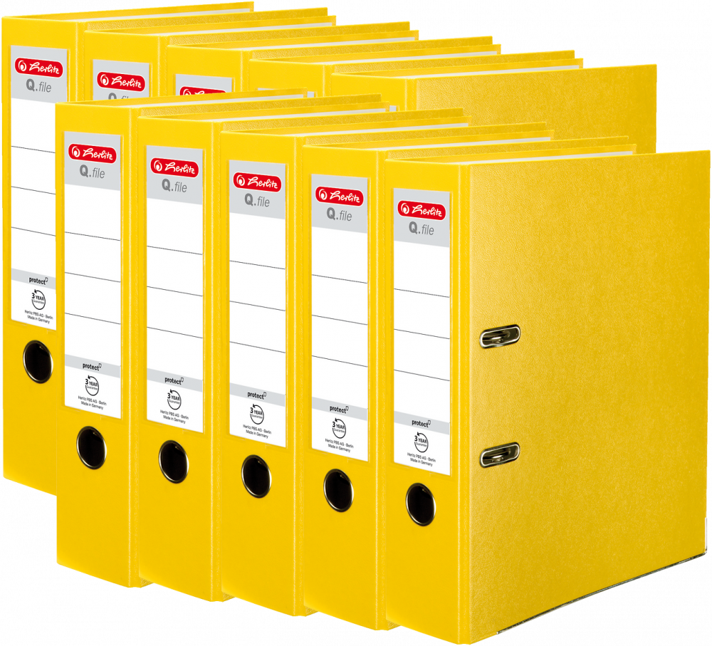 10x Segregator A4 Herlitz Q.file, 80mm, żółty