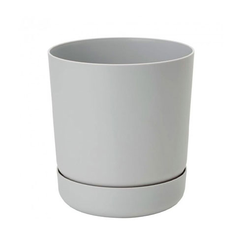 1 buc, Set de ghiveci și farfurie Satina, platină, 17 cm - : Mod de ambalare: 1 buc