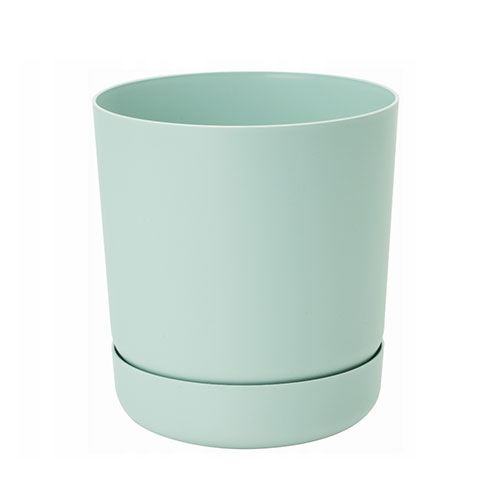 1 buc, Set de ghiveci și farfurie Satina, verde mentă, 17 cm - : Mod de ambalare: 1 buc