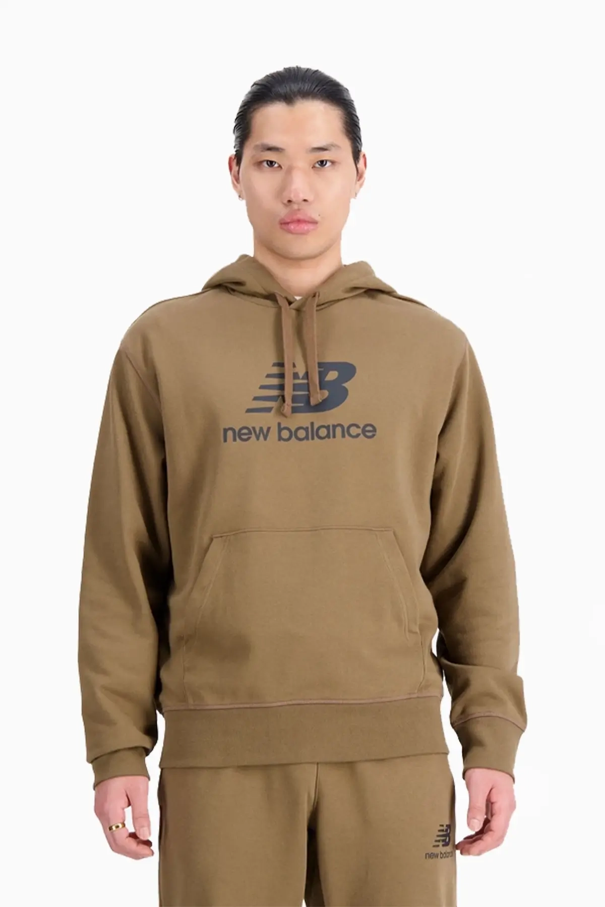 Bluza z kapturem New Balance Essentials Stacked - Brązowy