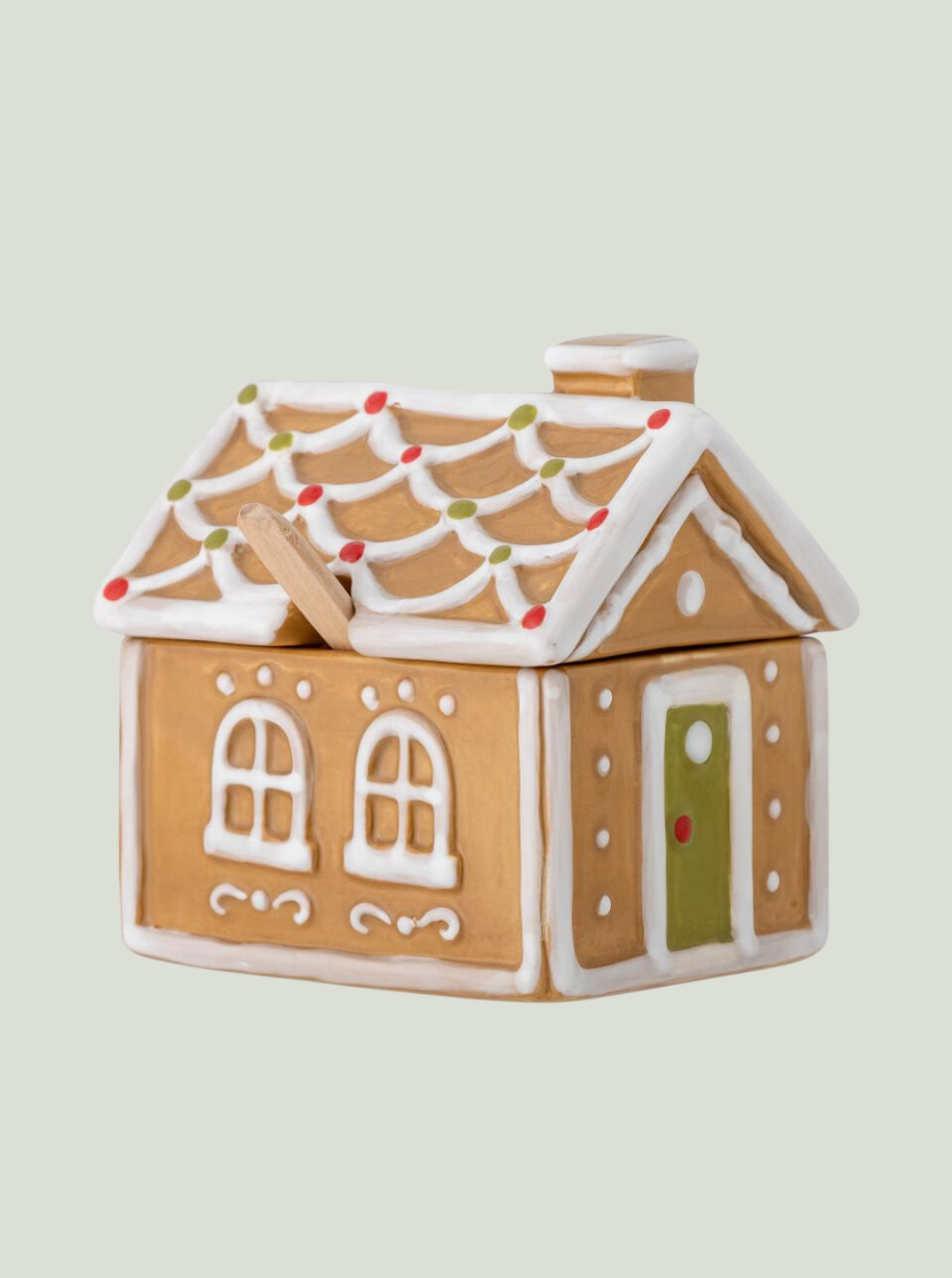 Świąteczny słoik Ginnie z pokrywką i łyżeczką, brązowy, ceramiczny Bloomingville