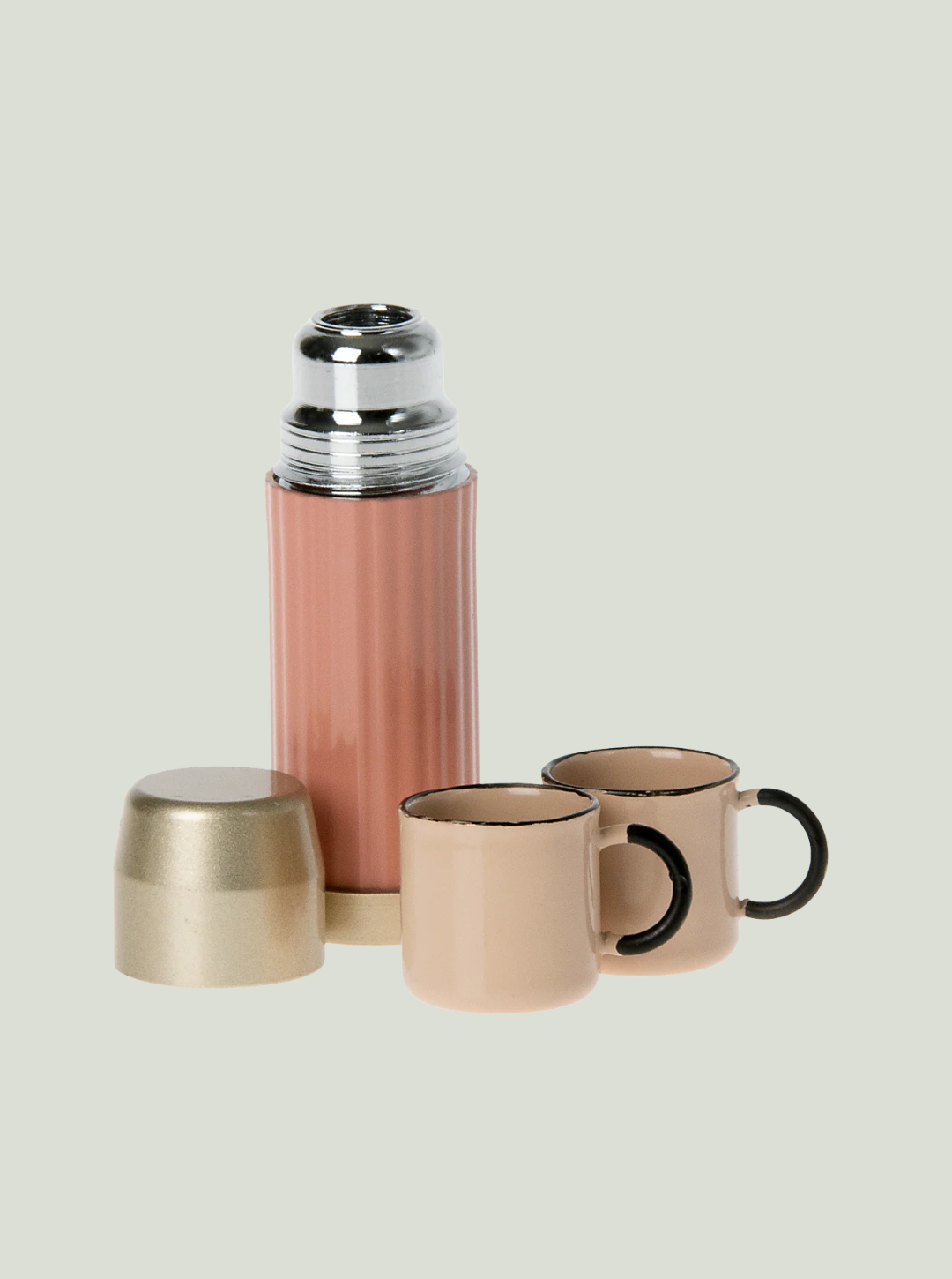 MAILEG Akcesoria dla lalek, miniaturowy termos z kubeczkami - soft coral