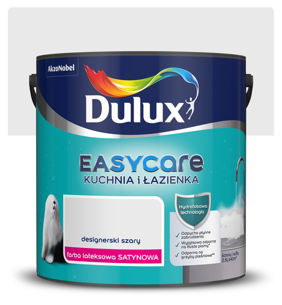 Farba plamoodporna EasyCare Kuchnia i Łazienka designerski szary 2,5L Dulux