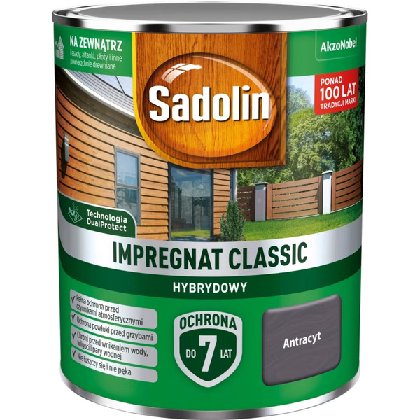 Impregnat ochronno-dekoracyjny hybrydowy Classic 0,75L Antracyt Sadolin