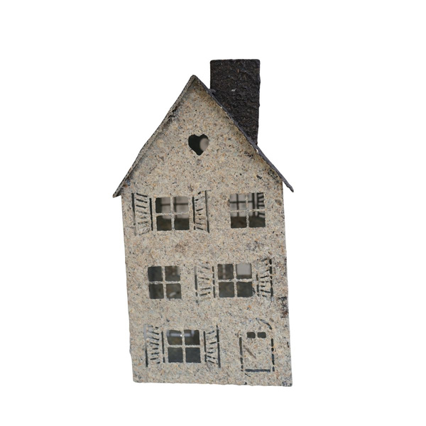 Domek metalowy na t-light z sercem 12,5x25cm