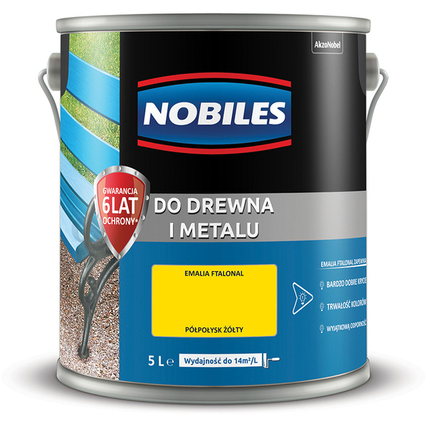 Farba ftalowa do drewna i metalu Ftalonal 5L Żółty Nobiles