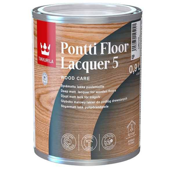 Lakier do podłóg Pontti Floor Lacquer 5 Bezbarwny Matowy 0,9L Tikkurila