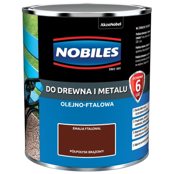 Farba ftalowa do drewna i metalu Ftalonal 0,7L Brązowy Półpołysk Nobiles