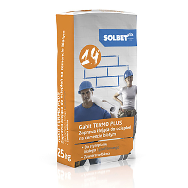 Klej do siatki i styropianu na cemencie białym Gabit Termo Plus 1.4 Solbet 25kg