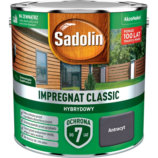 Impregnat ochronno-dekoracyjny hybrydowy Classic 2,5L Antracyt Sadolin