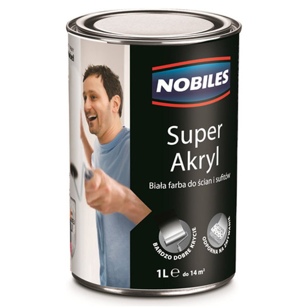 Farba akrylowa Super Akryl Biała 1L Nobiles
