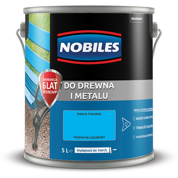 Farba ftalowa do drewna i metalu Ftalonal 5L Lazurowy Półpołysk Nobiles