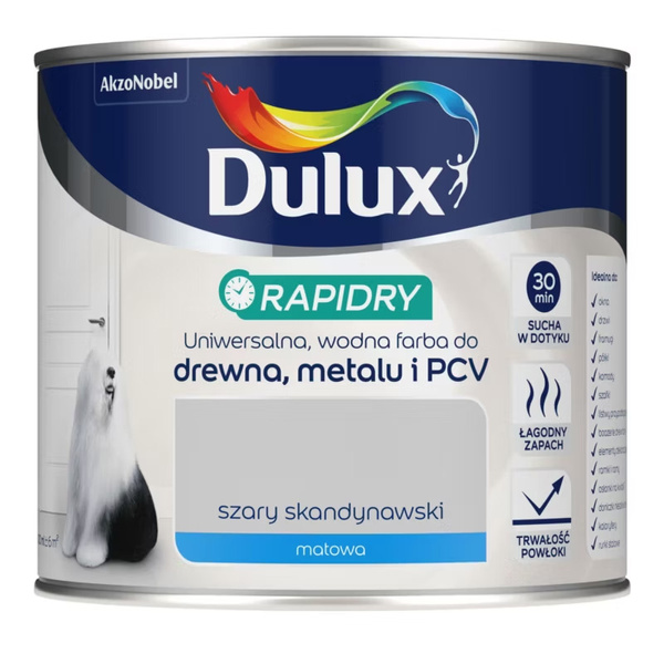 Emalia do drewna i metalu RAPIDRY Szary skandynawski 0,4L Matowa Dulux