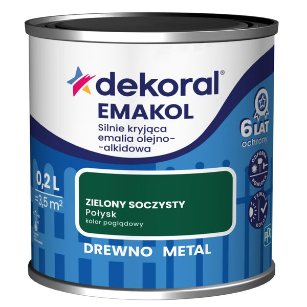 Emalia do drewna i metalu Emakol Zielony soczysty połysk 0,2L Dekoral