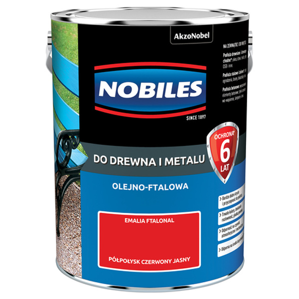 Farba ftalowa do drewna i metalu Ftalonal 5L Czerwony jasny Nobiles
