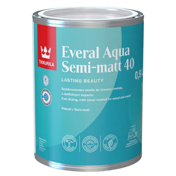 Emalia do drewna i metalu Everal Aqua Semi Matt 40 RAL7024 0,9L Tikkurila