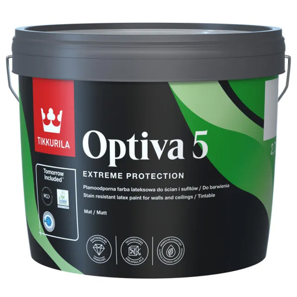 Farba lateksowa do wnętrz Optiva Matt 5 9L S0510-G40Y Tikkurila