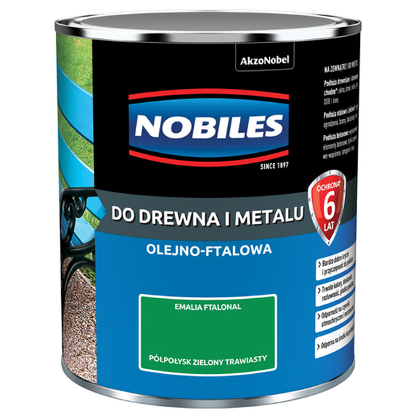 Farba ftalowa do drewna i metalu Ftalonal 0,7L Zielony trawiasty Półpołysk Nobiles