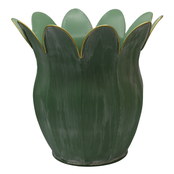 Doniczka kwiat metalowa zielona 44x44x38