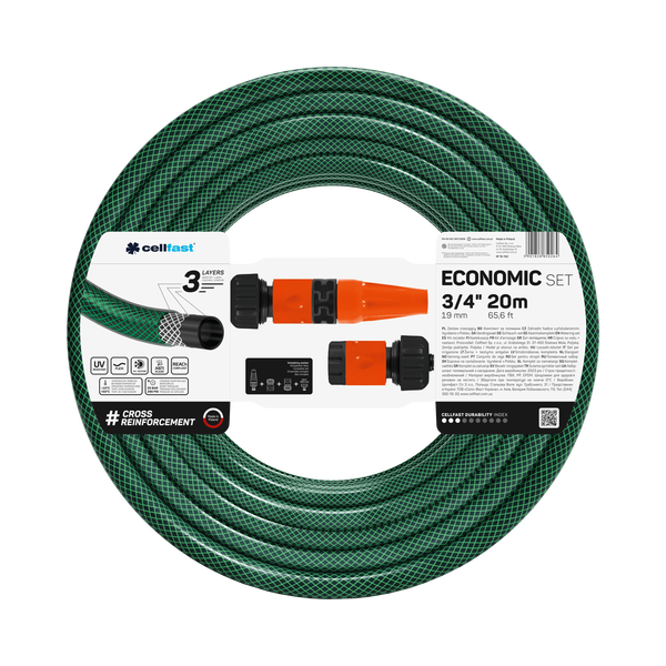 Wąż ogrodowy zestaw fi 3/4 20mb CELLFAST economic