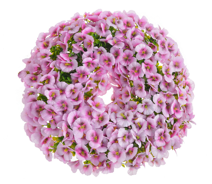 Wianek z bratkami jasny róż 50cm