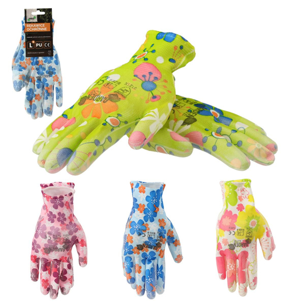 Rękawice ogrodowe gumowane 9 kwiaty mix wzorów 1 para