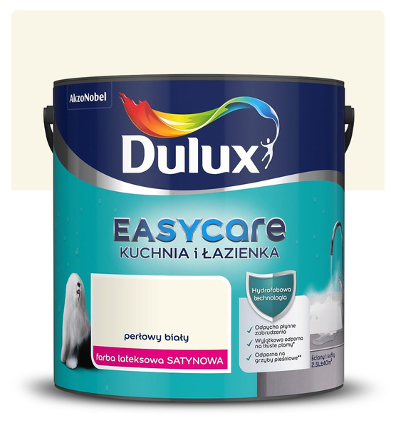 Farba plamoodporna EasyCare Kuchnia i Łazienka Perłowy biały 2,5L Dulux