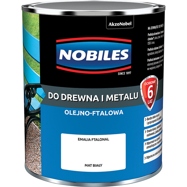 Farba ftalowa do drewna i metalu Ftalonal 0,7L Biały Mat Nobiles